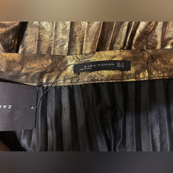 NWT Zara Woman Gold/Black Midi Skirt. - Picture 9 of 10